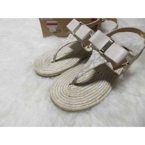 NEW Michael Kors MK Mini Logo PVC Meg Thong Vanilla Signature Size 5 - Picture 5 of 16